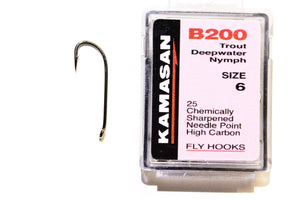 Kamasan Fly Hooks B200 Qty 25 for Nymphs and Mini Lures
