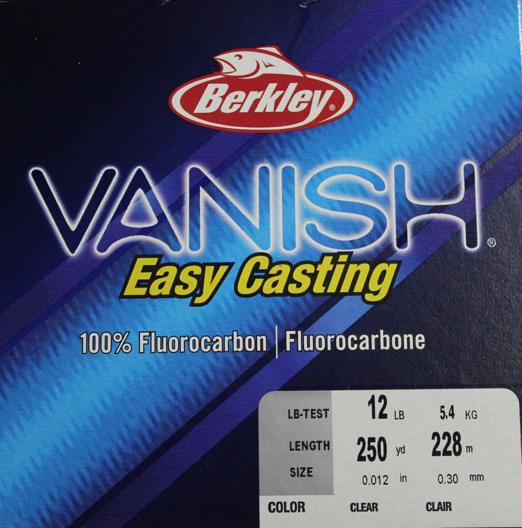 Berkley Vanish 100% Fluorocarbon Line Clear 250 yards – Ultimate Fishing  and Outdoors