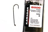 Kamasan Fly Hooks B800 Qty 25 4x Long Shank Round Bend Lure
