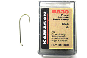 Kamasan Fly Hooks B830 Qty 25 Classic Lure Long Shank Streamers